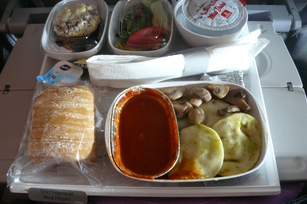 repas végétalien en avion