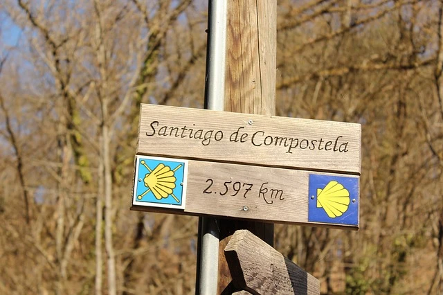 L'itinéraire mène aussi depuis Saint-Jacques-de-Compostelle.